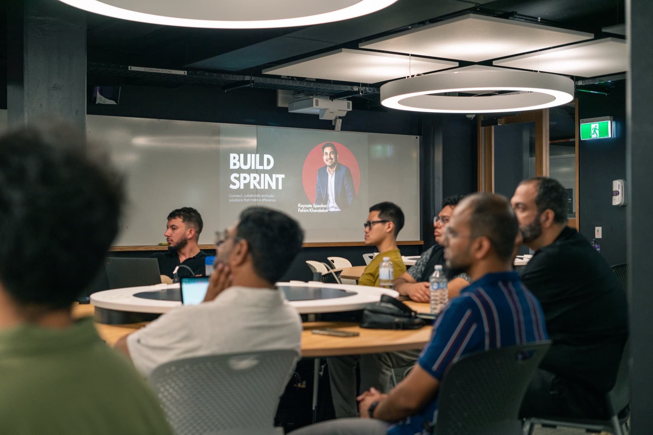 Mu'assis community gathering with founders.